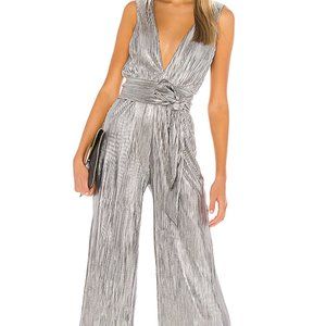 Lovers + Friends Pico Jumpsuit in Metallic Silver